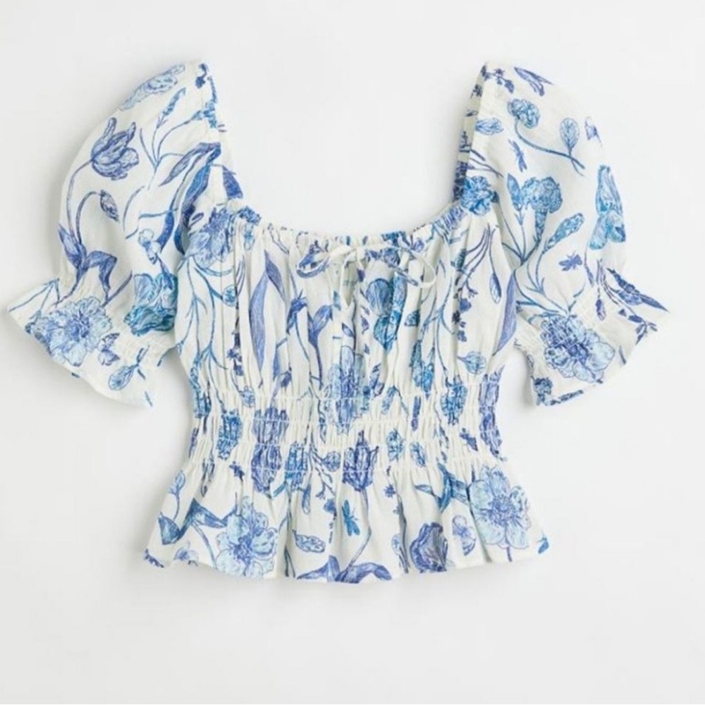 H&M Puff Sleeve Peplum Blouse